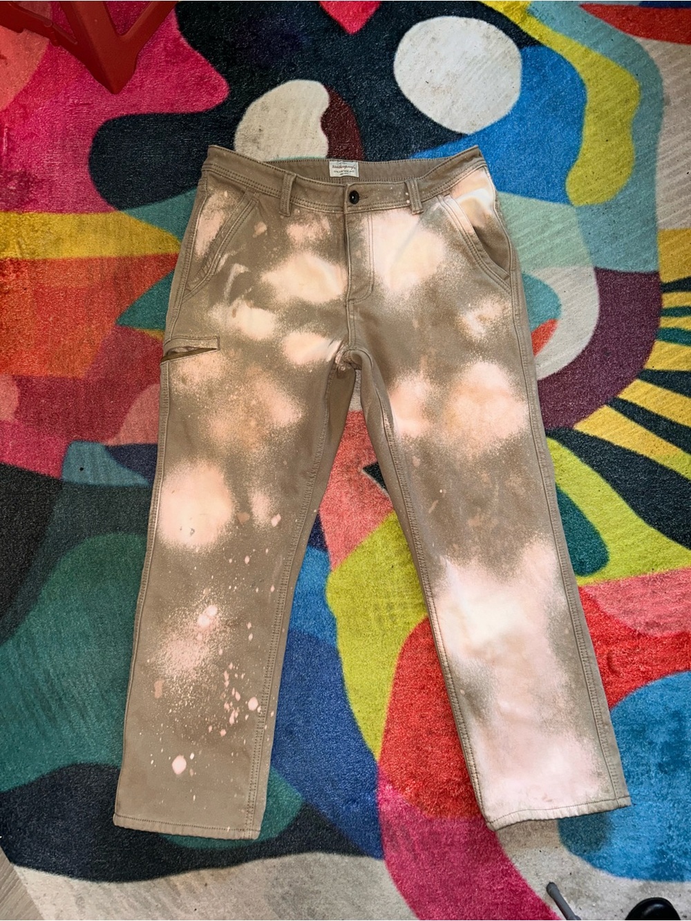 Weatherproof Beige Work Pants with Rust Logo Stitch